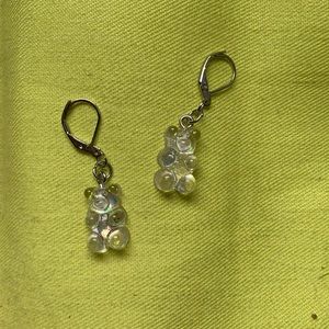 Clear sparkly gummy bear earrings